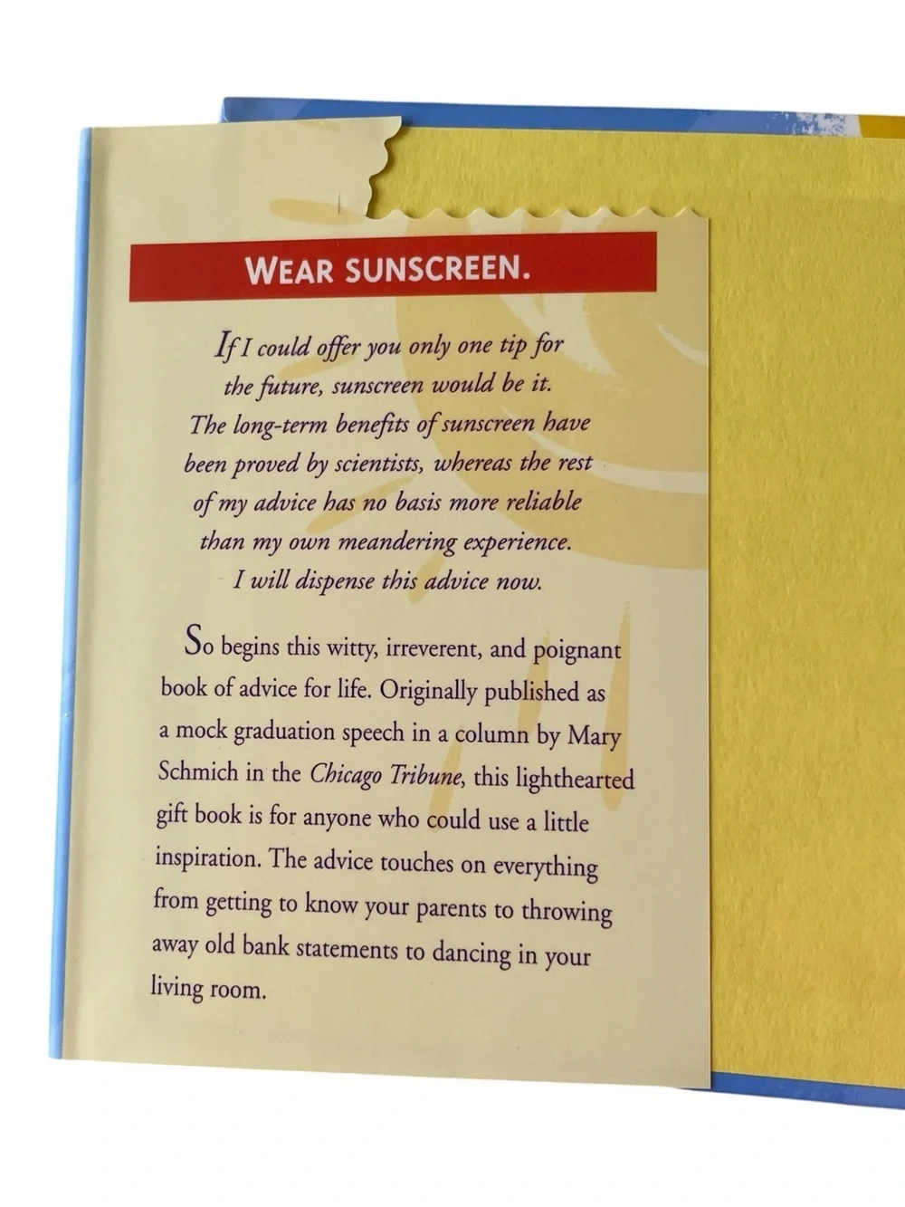 Two books, Wear Sunscreen